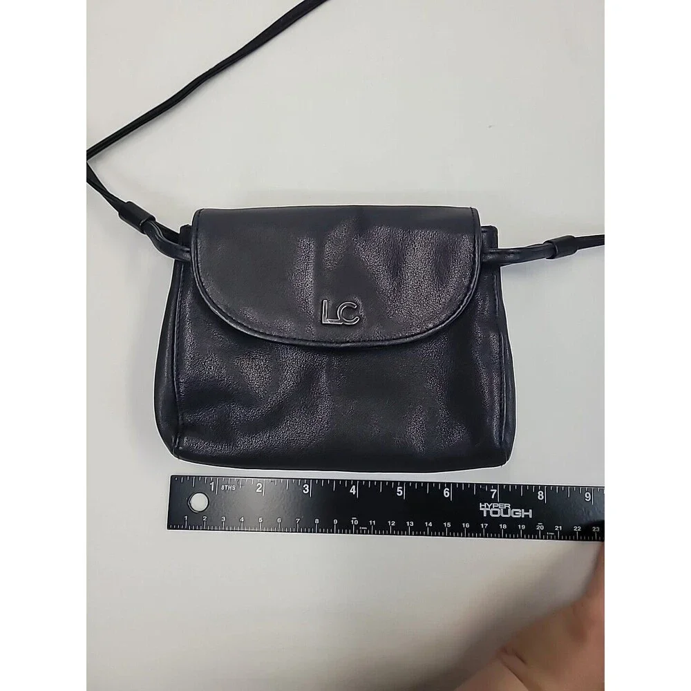 Liz Claiborne Vintage Black‎ Genuine Leather Mini Crossbody Bag Purse